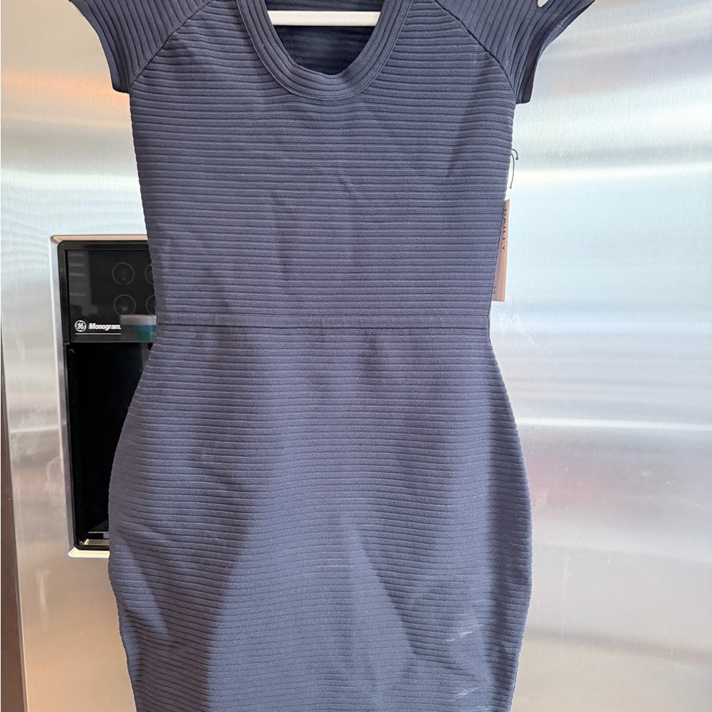 Bailey 44 Navy Ribbed Sheath Mini Dress